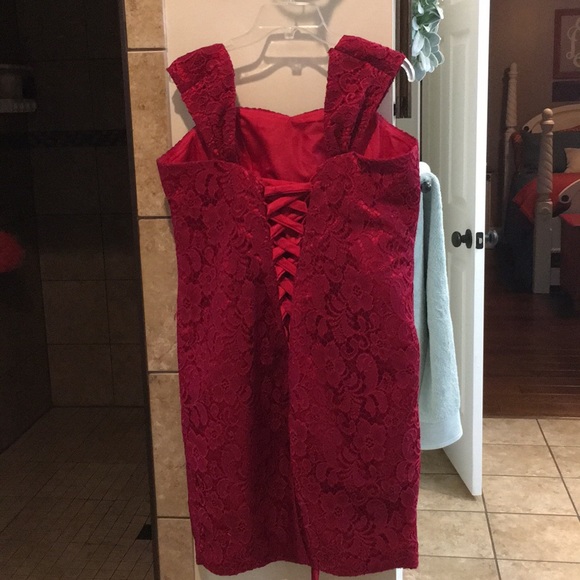 Dresses & Skirts - T-length true red semi-formal dress with Shaw